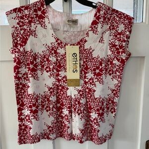 Ethos White Tunic with Red Floral Print